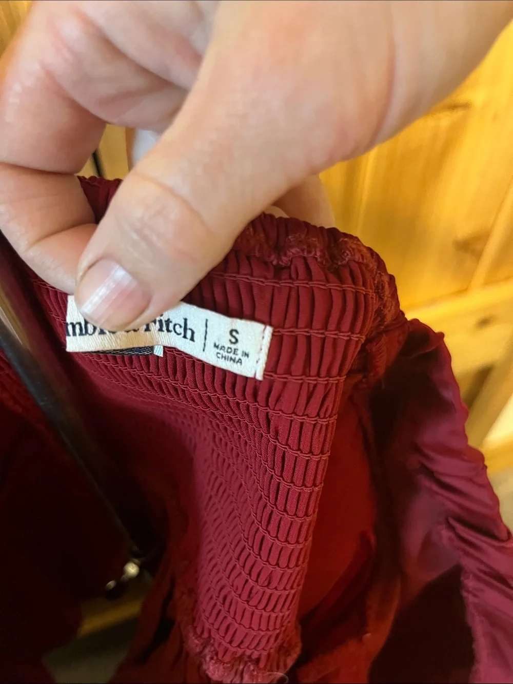 Abercrombie & Fitch Wine Satin Peplum Top